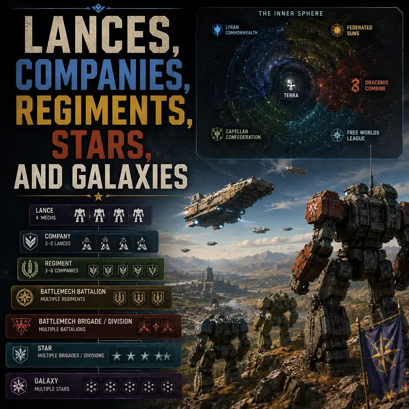 Lances, Companies, Regiments, Stars, and Galaxies