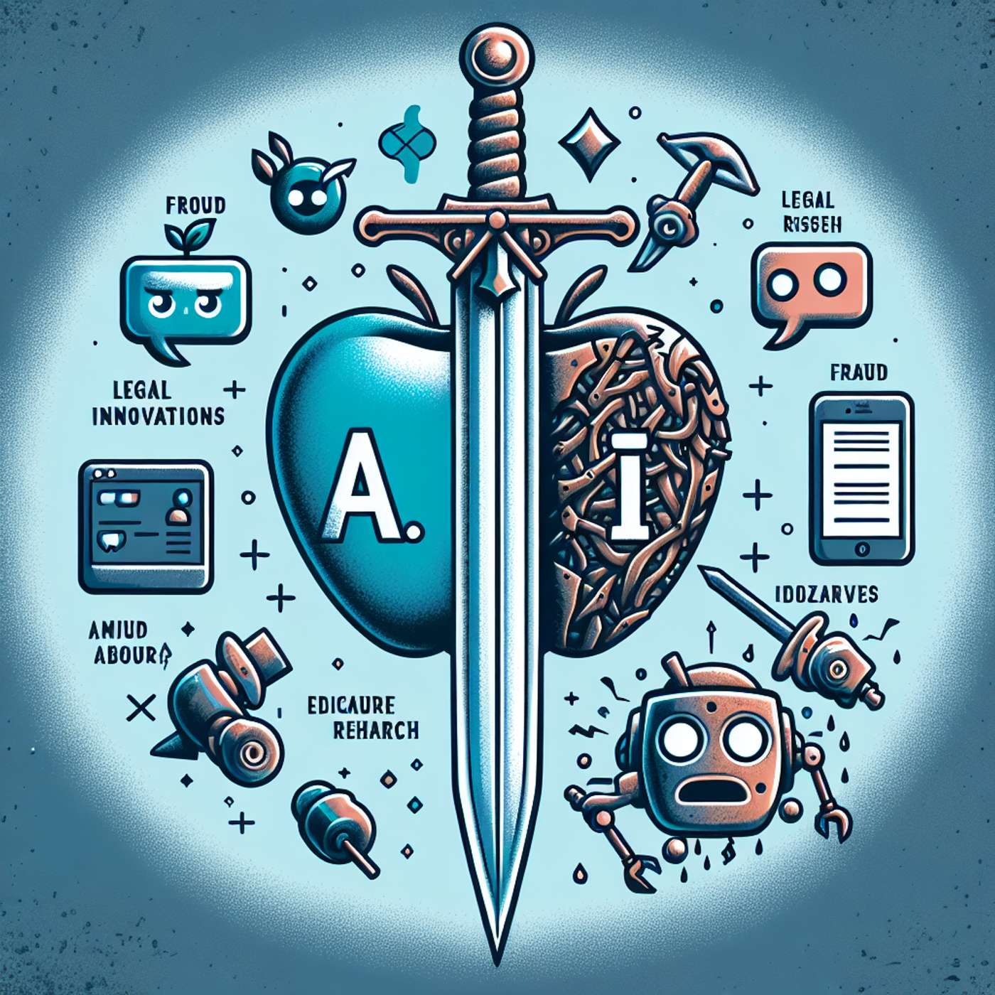 "AI: A Double-Edged Sword! Fraud Threats, Legal Research Flaws, Media Innovations, Apple's Dilemma, and Bizarre Chatbot Behavior" episode artwork