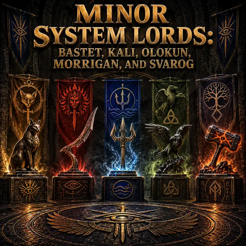 Minor System Lords: Bastet, Kali, Olokun, Morrigan, and Svarog