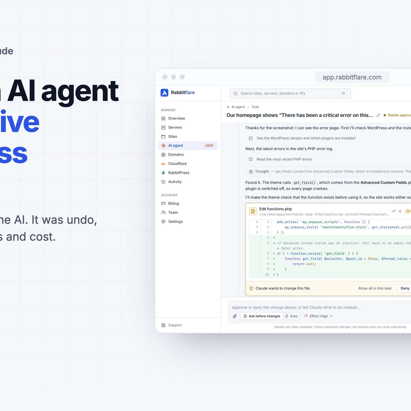 We Let an AI Agent Work on Live WordPress Servers. The Hard Part Wasn't the AI.