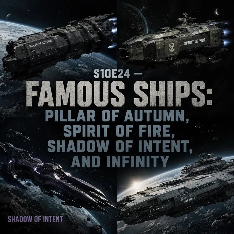 Famous Ships: Pillar of Autumn, Spirit of Fire, Shadow of Intent, and Infinity