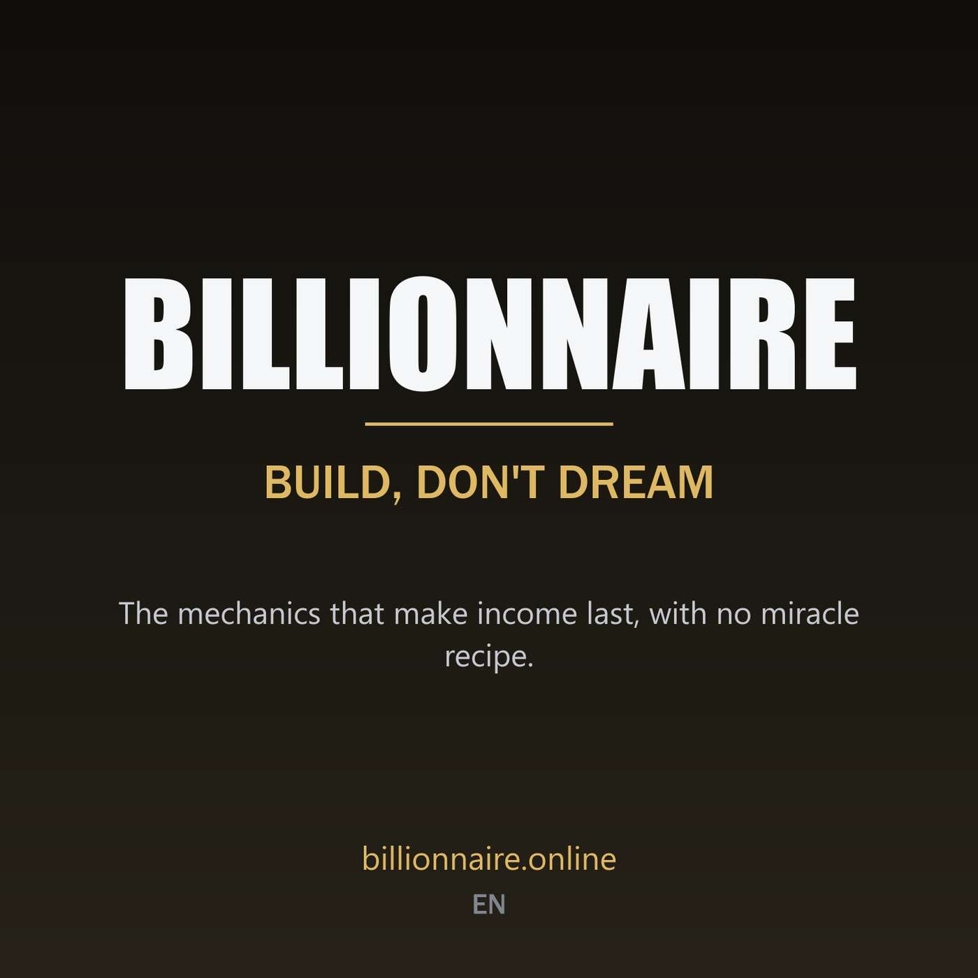Billionnaire - Build, don't dream podcast artwork
