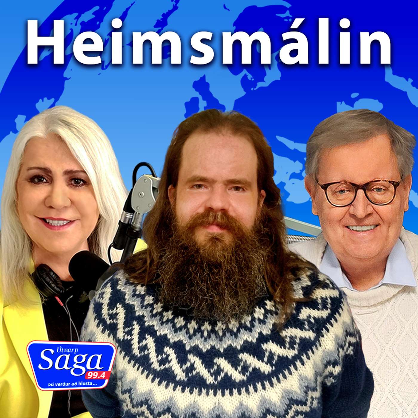 Pétur Gunnlaugsson, Arnþrúður Karlsdóttir og Bjarni Hauksson þjóðfélagsrýnir