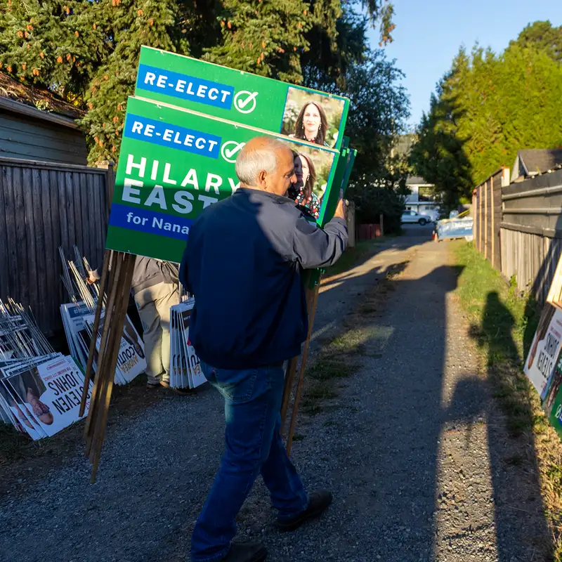 “This is what democracy is all about, right?" Local volunteer group working to place election signs around Nanaimo
