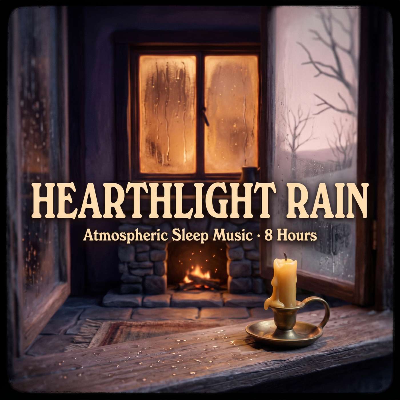Hearthlight Rain — 8 Hour Ambient Sleep Music | Firelit Storm Calm episode artwork