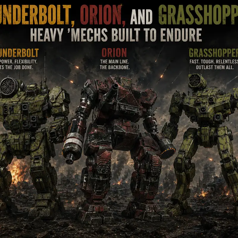 Thunderbolt, Orion, and Grasshopper: Heavy ’Mechs Built to Endure
