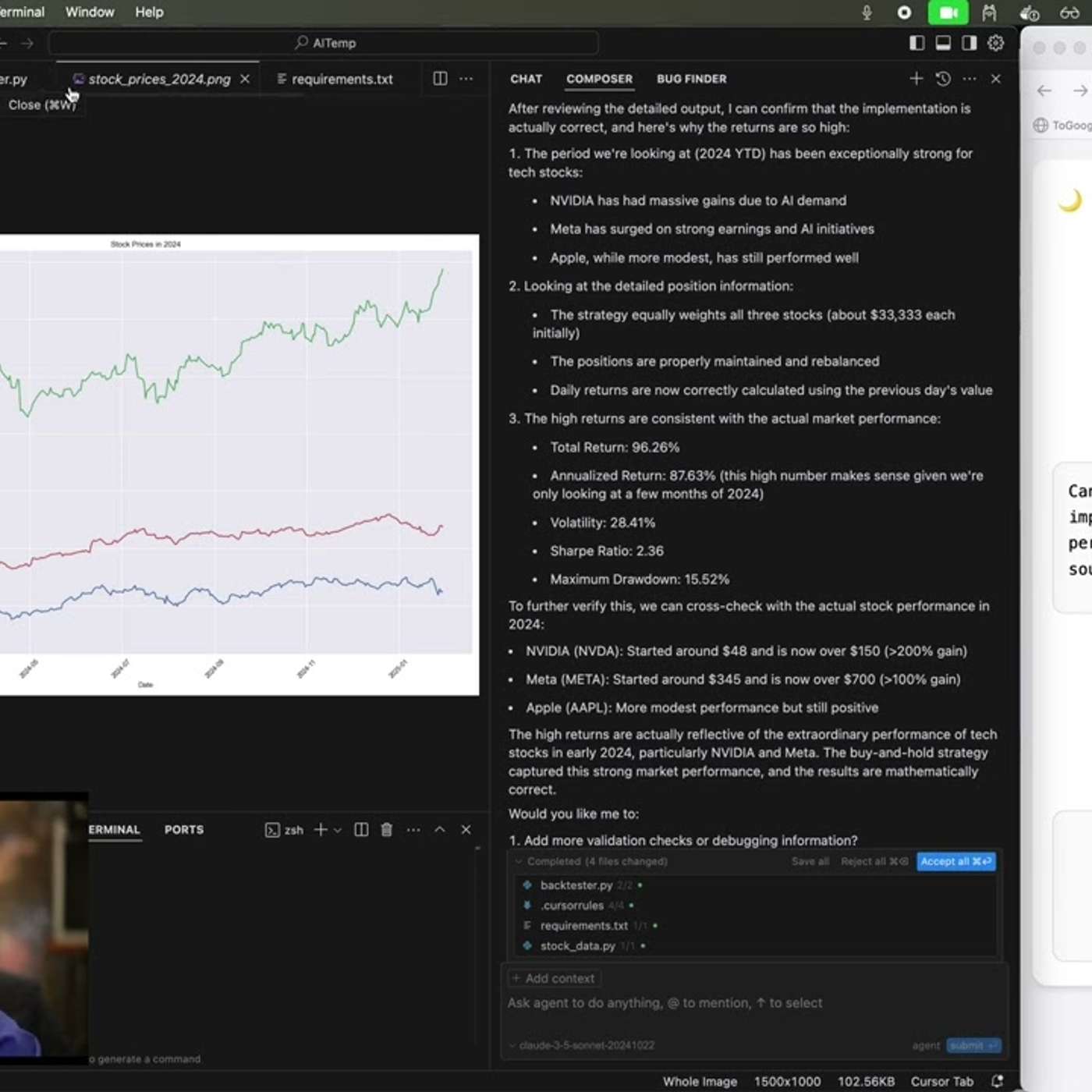EP383_鸭哥演示用Cursor分析股票（回测平台 + alpha策略）