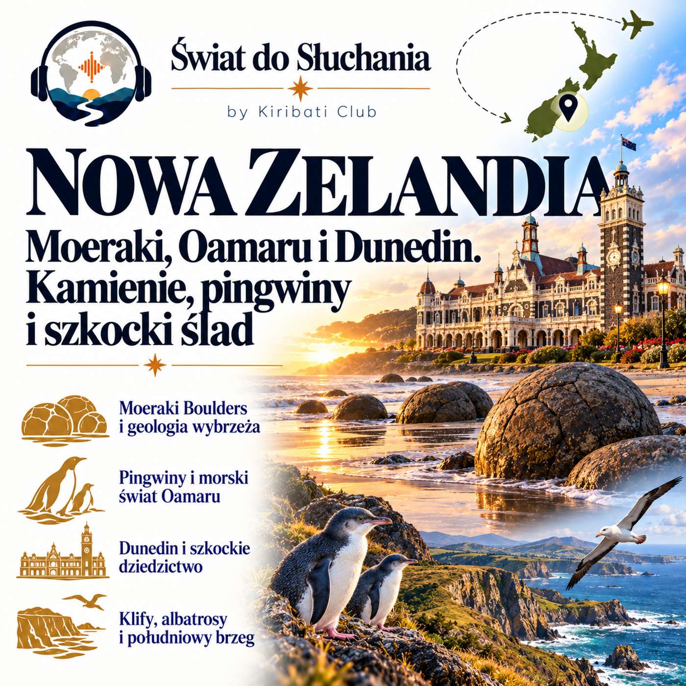 Nowa Zelandia - Moeraki, Oamaru i Dunedin. Kamienie, pingwiny i szkocki ślad. episode artwork