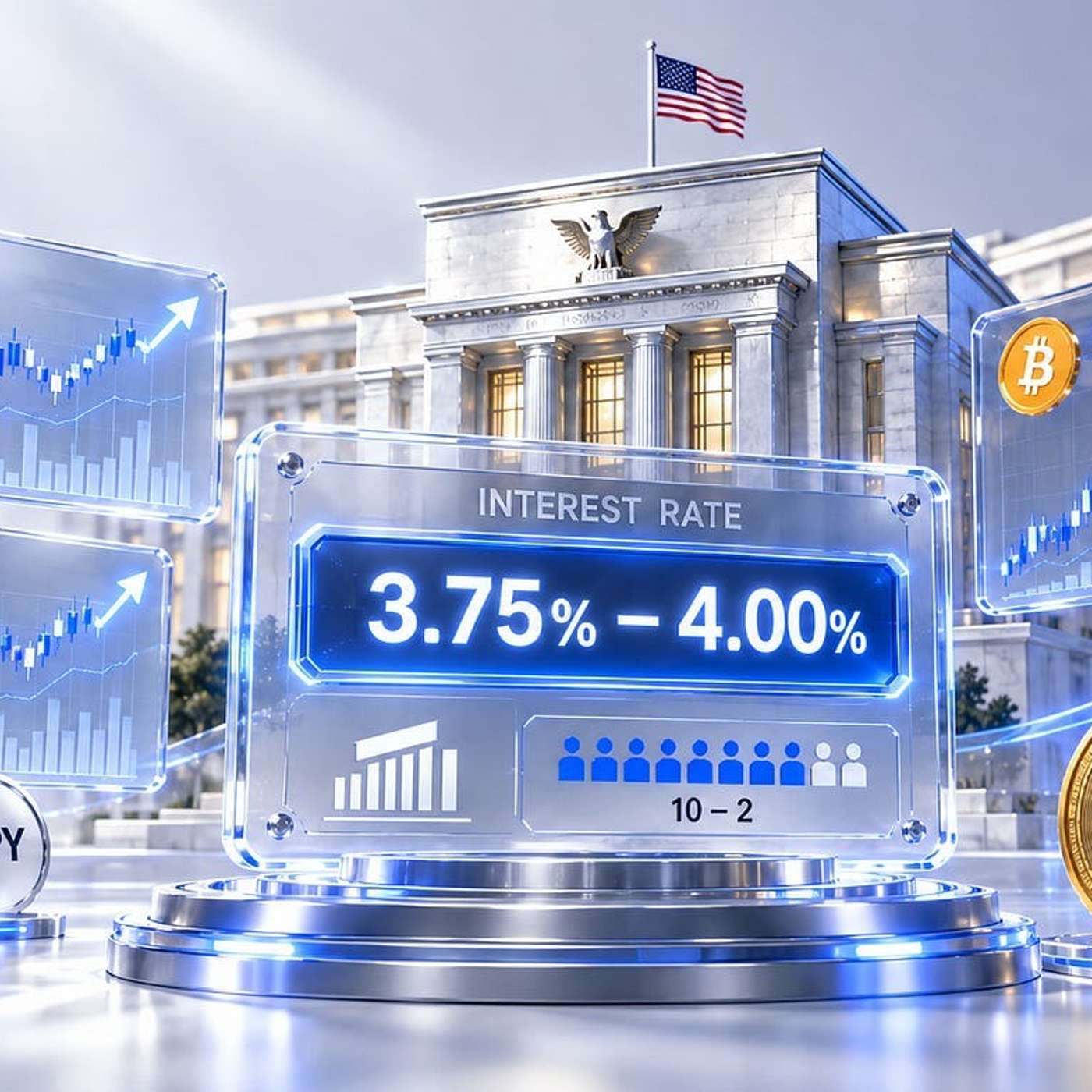 Fed Holds Rates at 3.75%–4.00% in a 10–2 Vote: How QQQ, SPY and Bitcoin Reacted