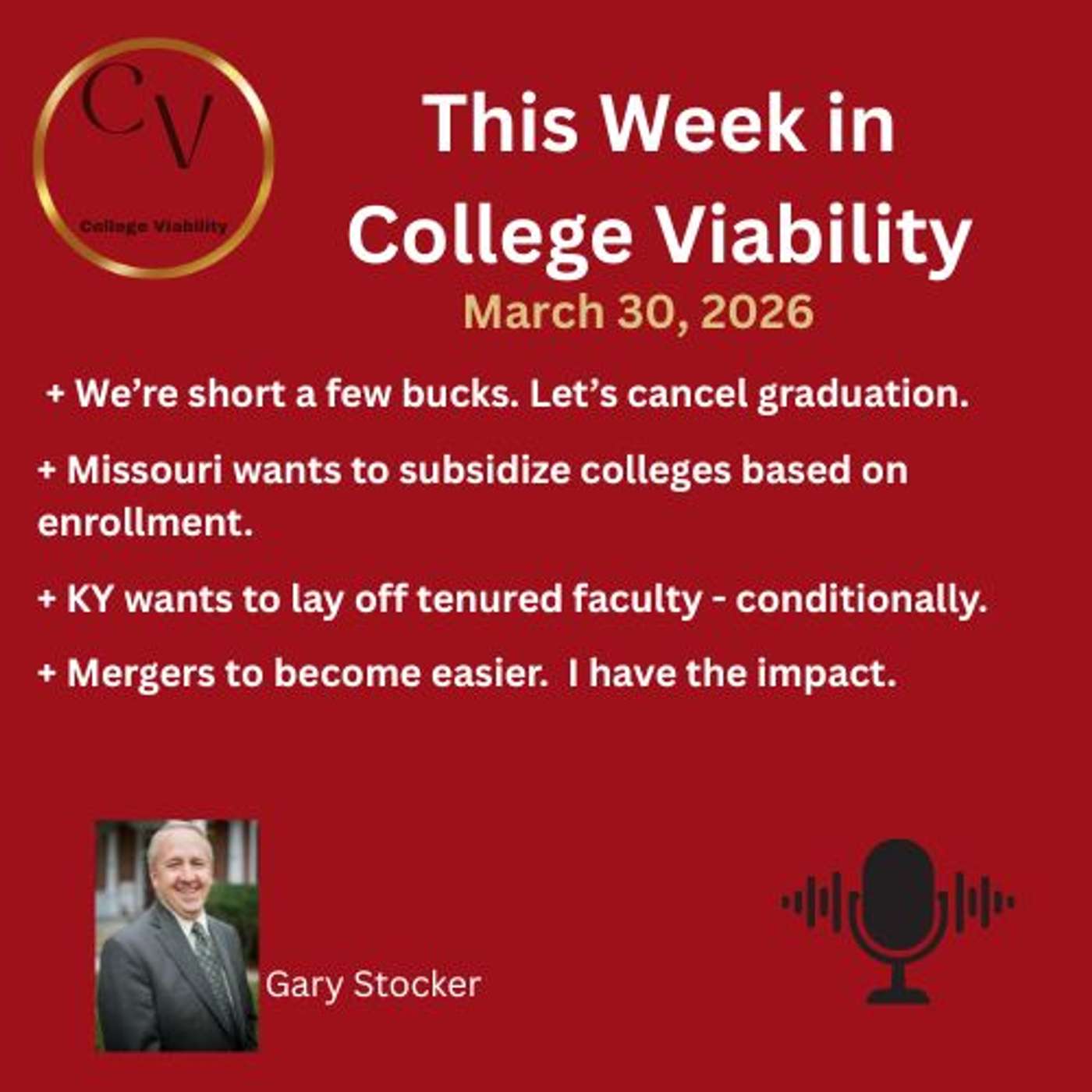 This Week In College Viability (TWICV) for March 30, 2026