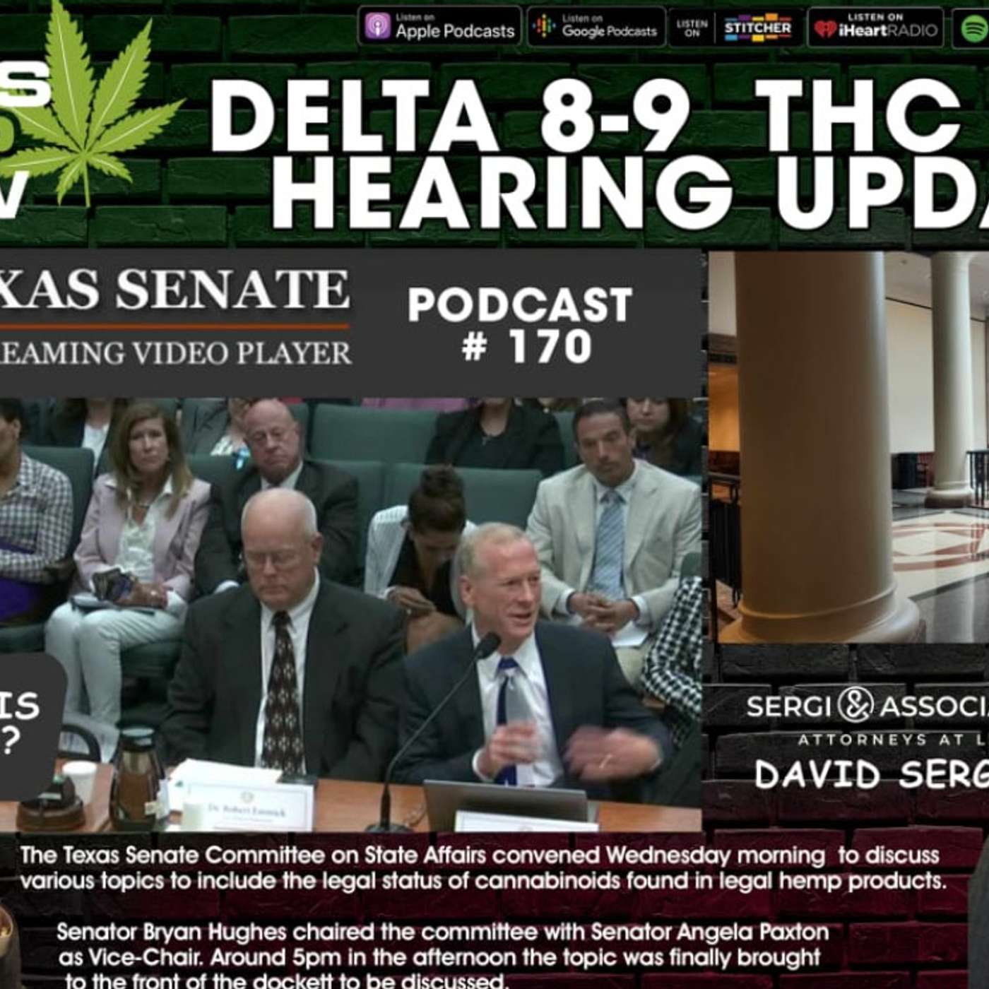 Episode # 170 David Sergie & TX hearing to Ban Delta 8-9 products episode artwork