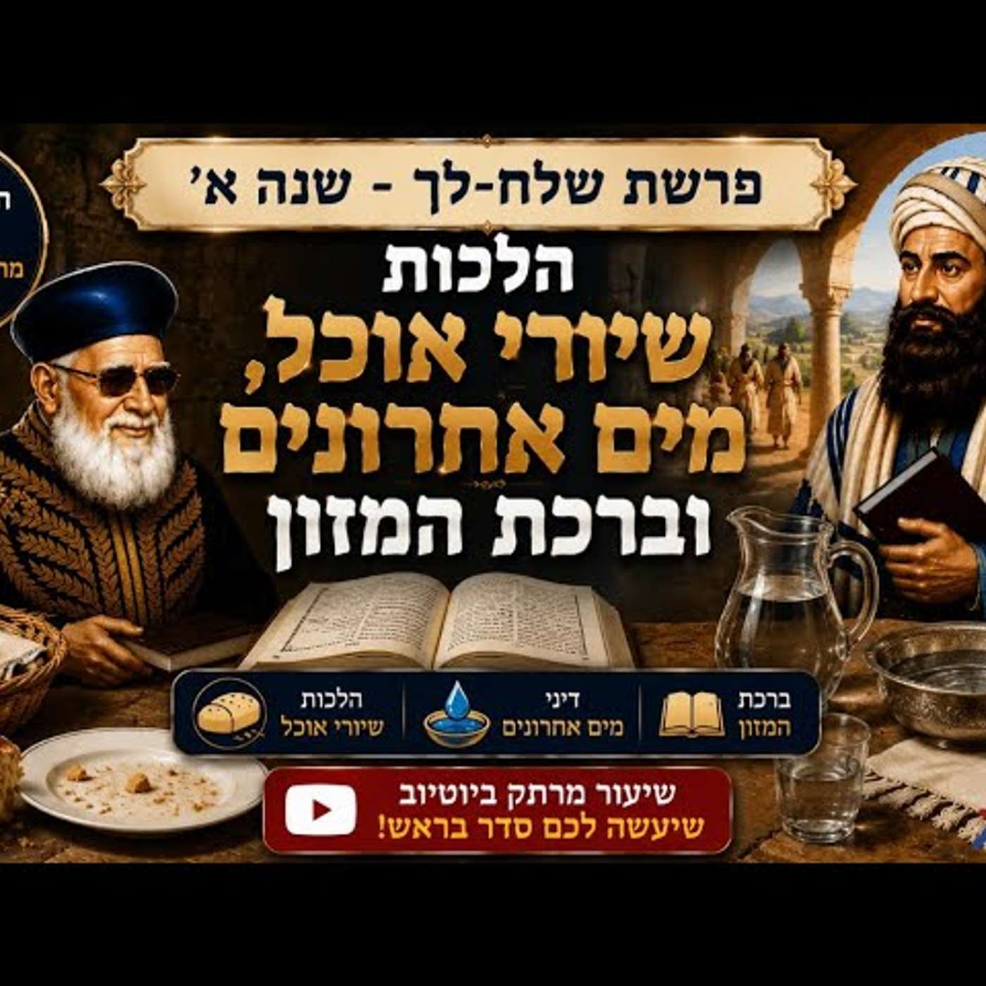 סודות ההלכה שלח-לך שנה א׳:הלכות שיורי אוכל, מים אחרונים וברכת המזון ע"פ פסיקת הבן איש חי והרב עובדיה episode artwork