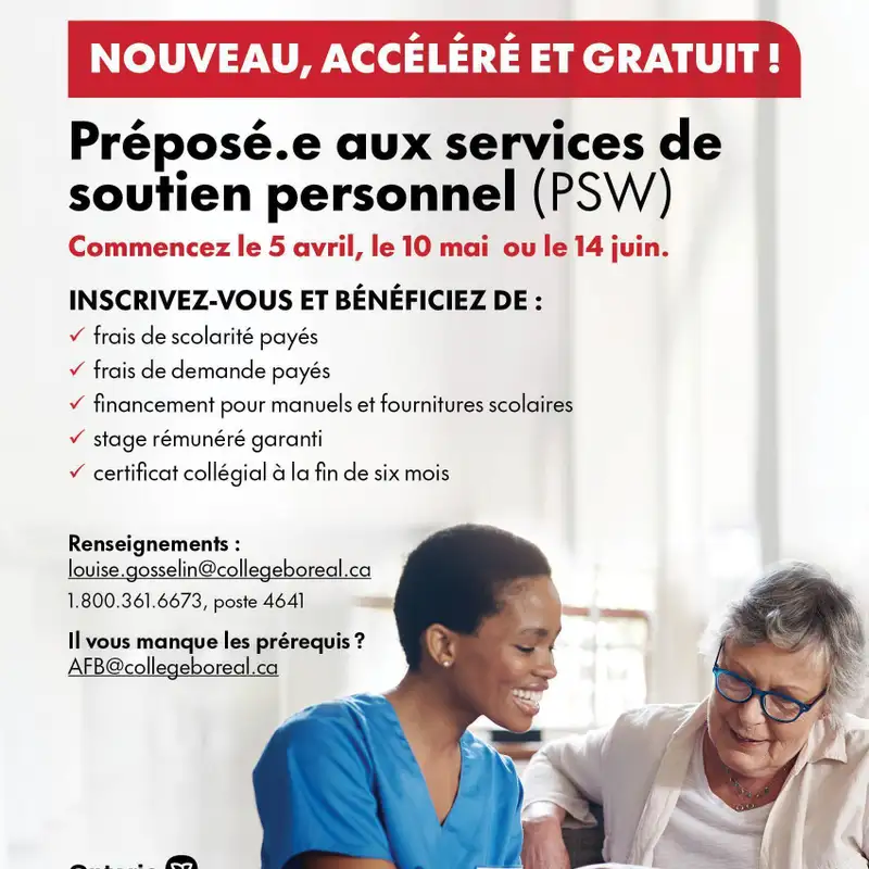 Le Collège Boréal lance une nouvelle formation ACCÉLÉRÉE et GRATUITE pour les futur(e)s PSSP