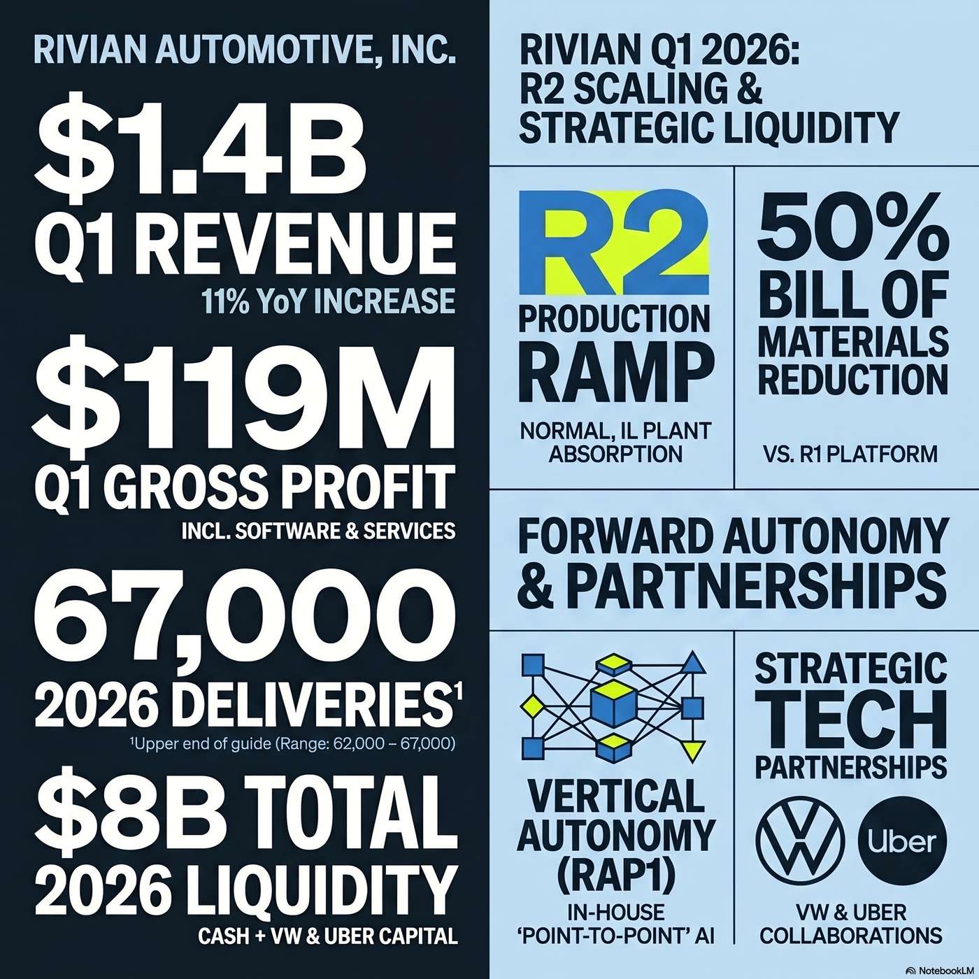 Rivian Automotive, Inc. (RIVN) Announced Q1 2026 Earnings on April 30, 2026, Reporting consolidated revenue in the first quarter was approximately $1.4 billion. artwork