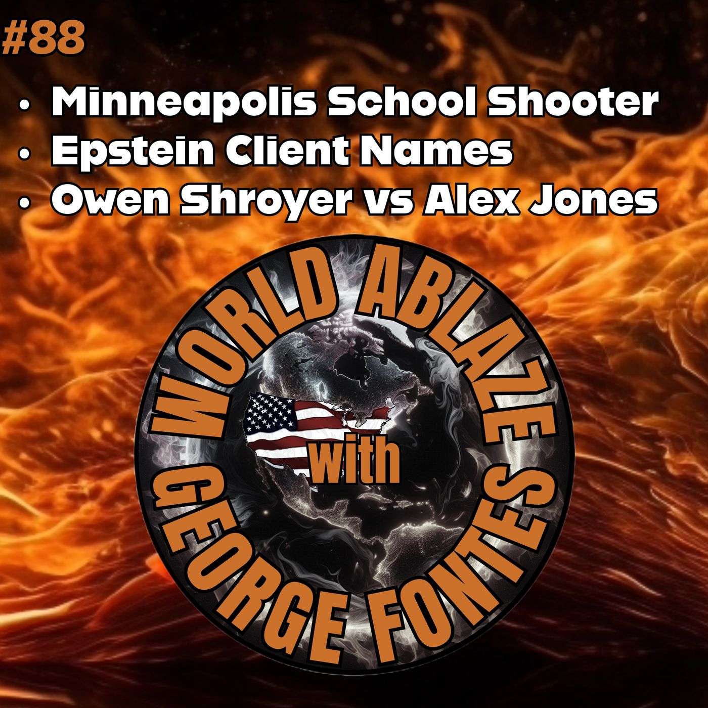 Minneapolis Catholic School Shooter, Epstein Client Names, and Owen Shroyer vs Alex Jones episode artwork