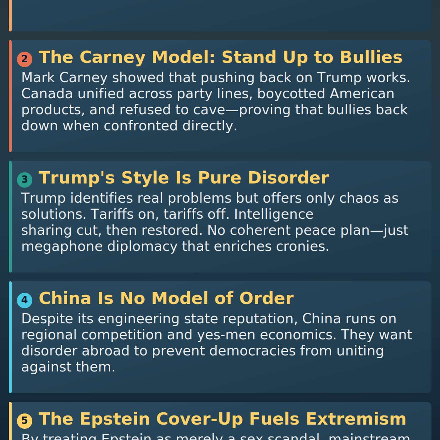 From Carney to Epstein: Orderers vs Disorderers in our Age of Upheaval