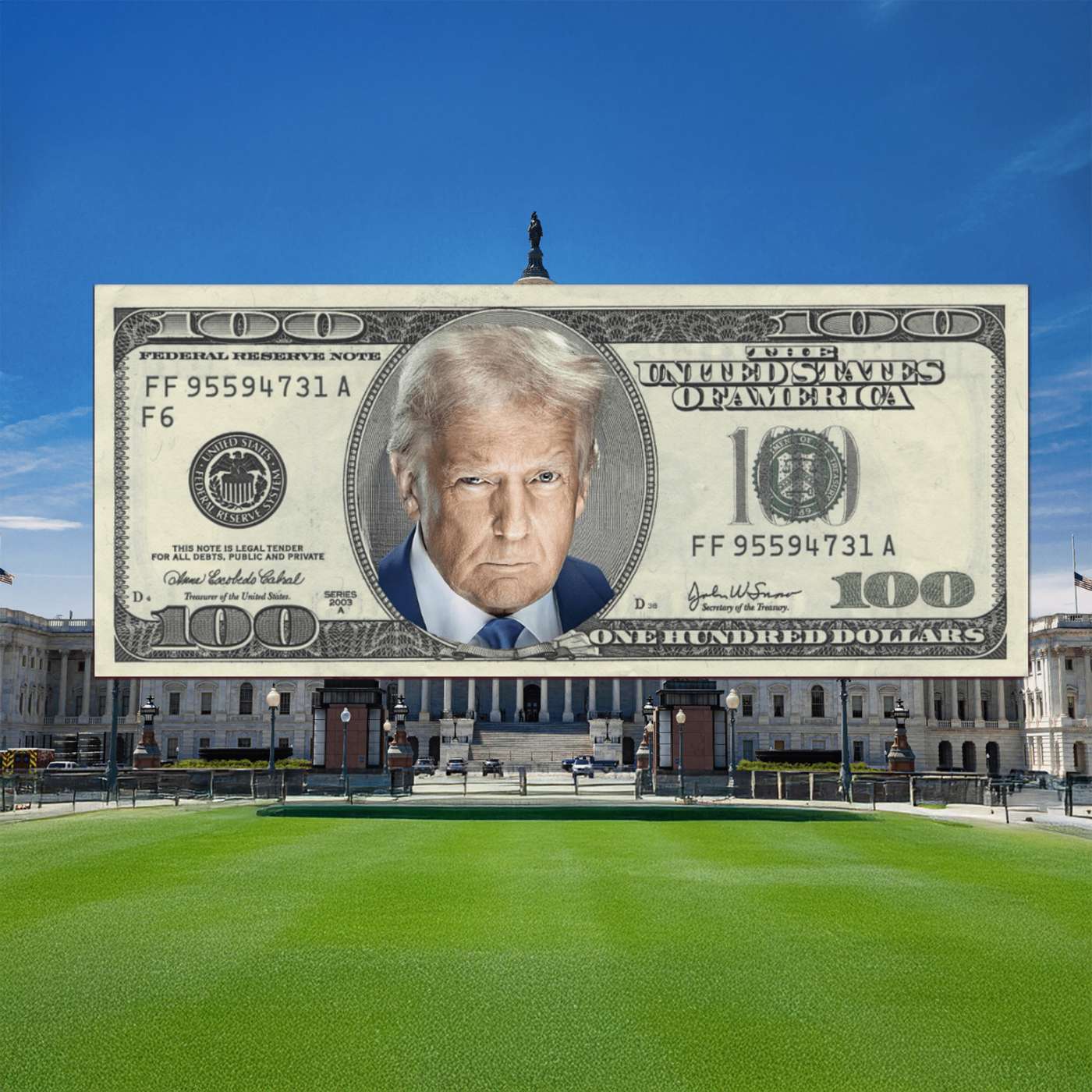 2.5.2025: Trump on the $100 bill.