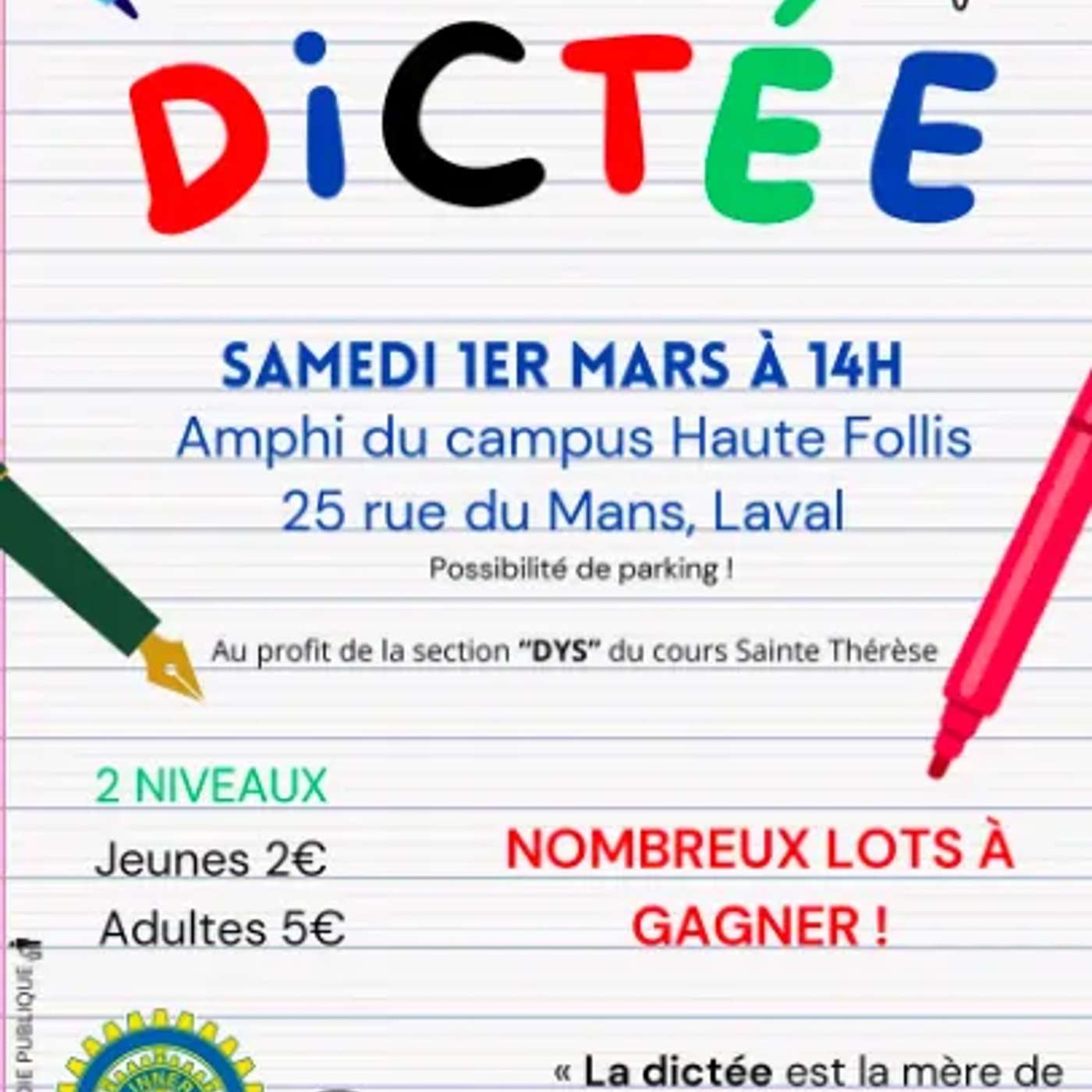 1er mars: Une dictée avec Inner Wheel  au profit de la section DYS du cours Ste Thérèse episode artwork