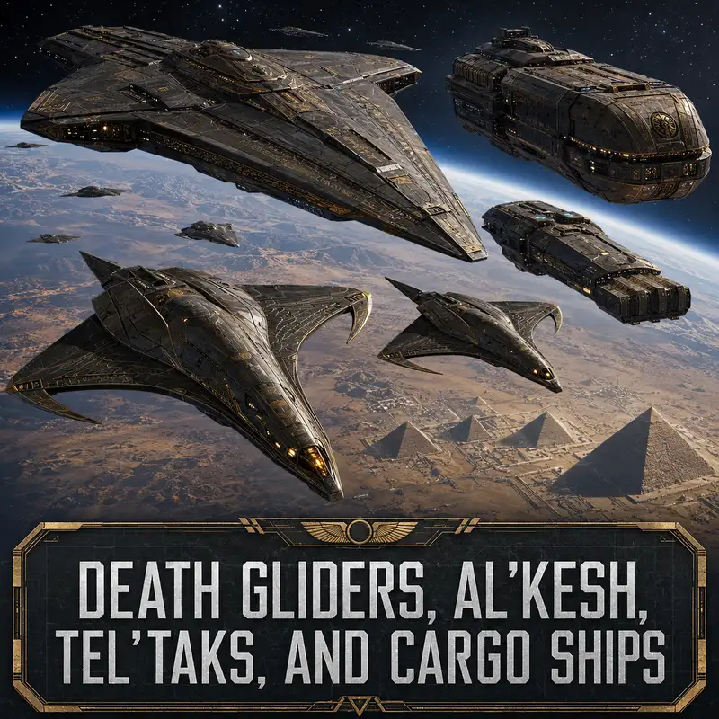Death Gliders, Al’kesh, Tel’taks, and Cargo Ships