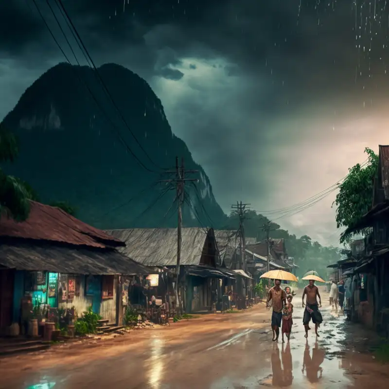 Thailand Thunderstorm in Late Afternoon