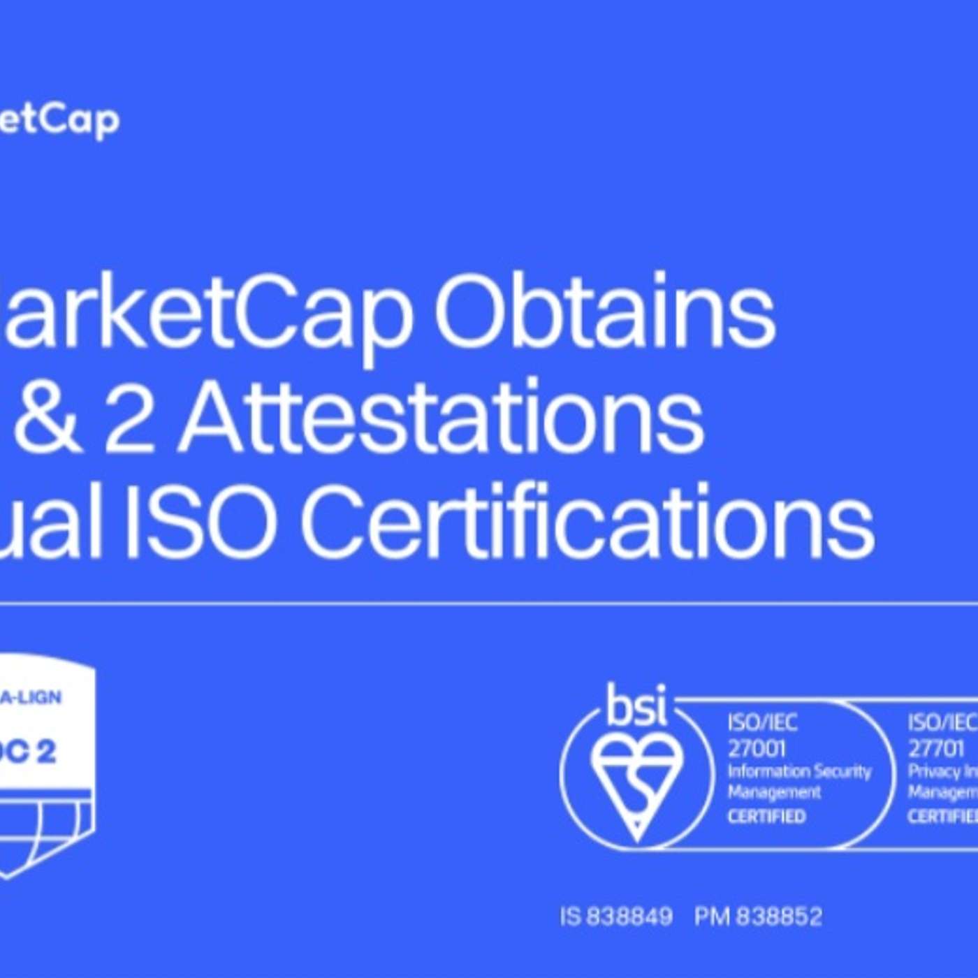 CoinMarketCap Obtains SOC 1 & 2 Attestations and Dual ISO Certifications