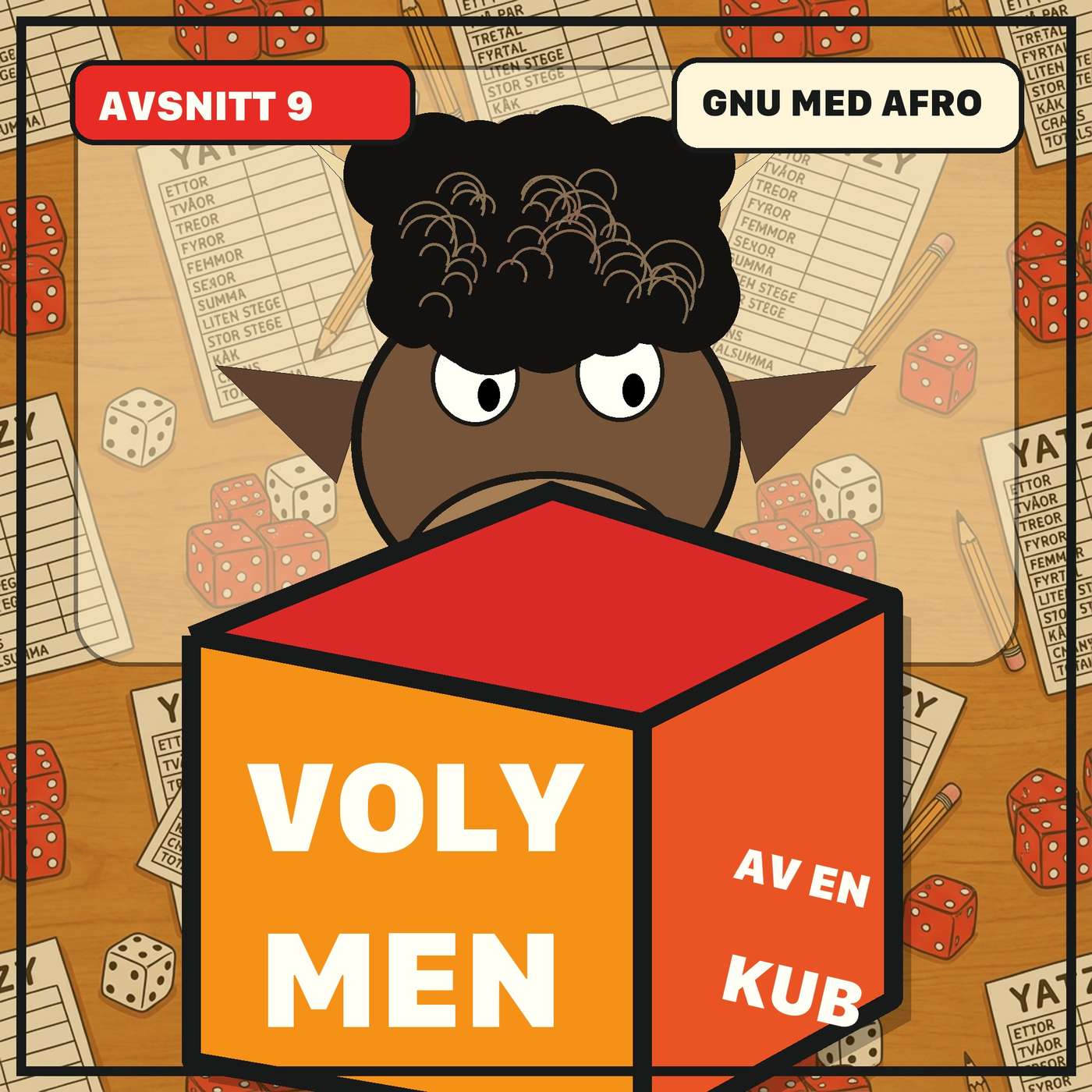 Födelsedagsflödesschemat, symaskinskörkortet och en gnu med afro episode artwork