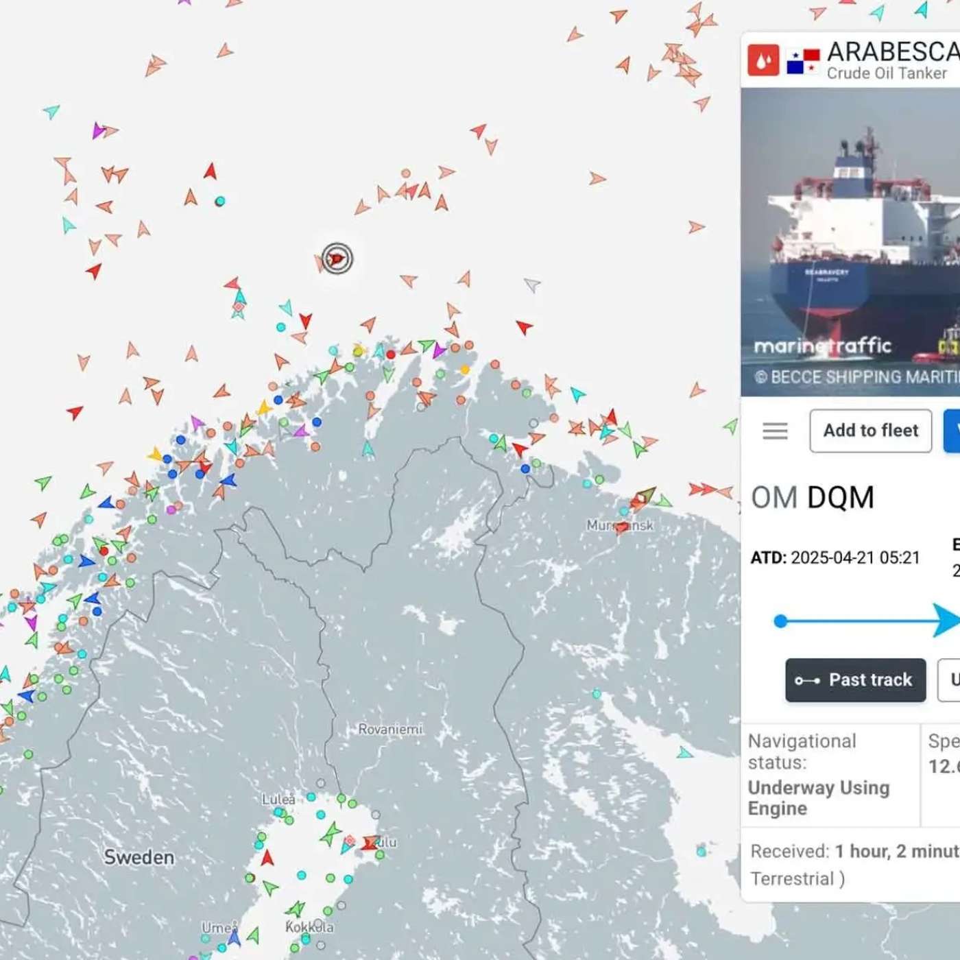 Ещё больше санкционированных «теневых танкеров» у побережья Норвегии в Арктике