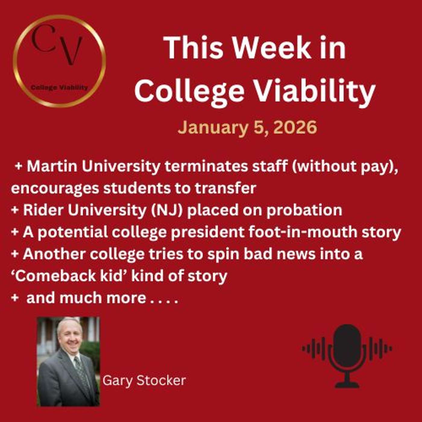 This Week In College Viability (TWICV) for January 5, 2026