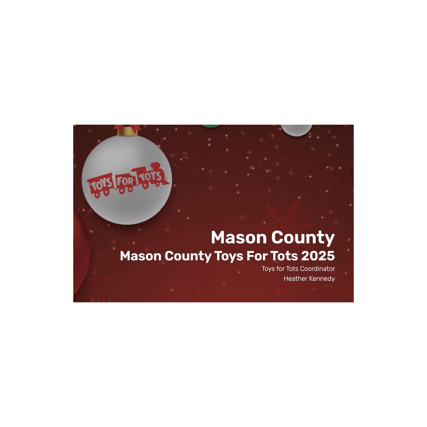 Holiday Help in Mason County: Toys for Tots with Marcus Kennedy
