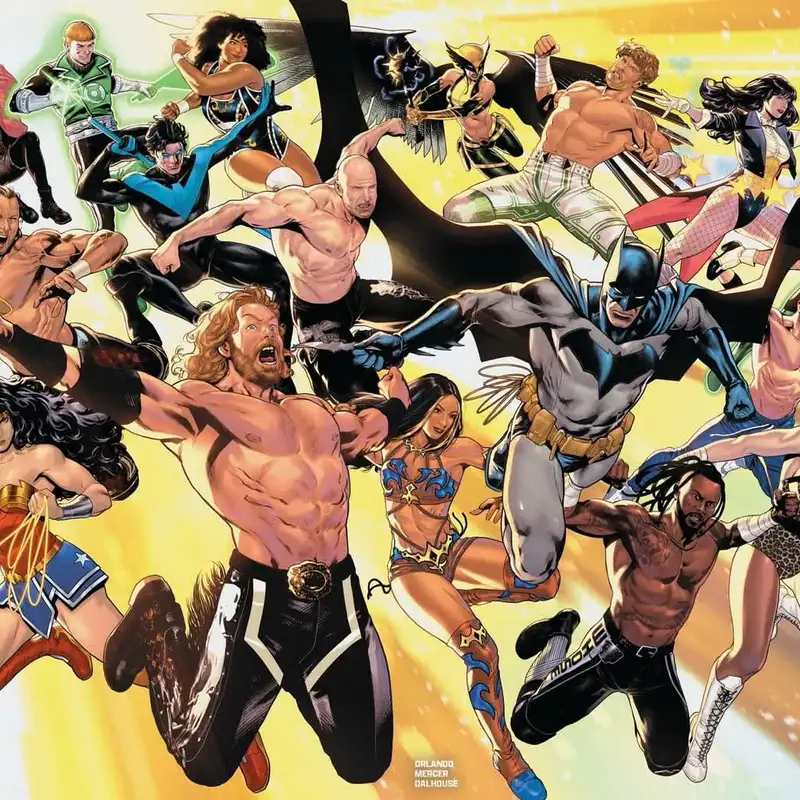 What if the wrestlers of AEW teamed up with DC heroes for the ultimate championship brawl? From DC X AEW #1-2 (DC Comics)