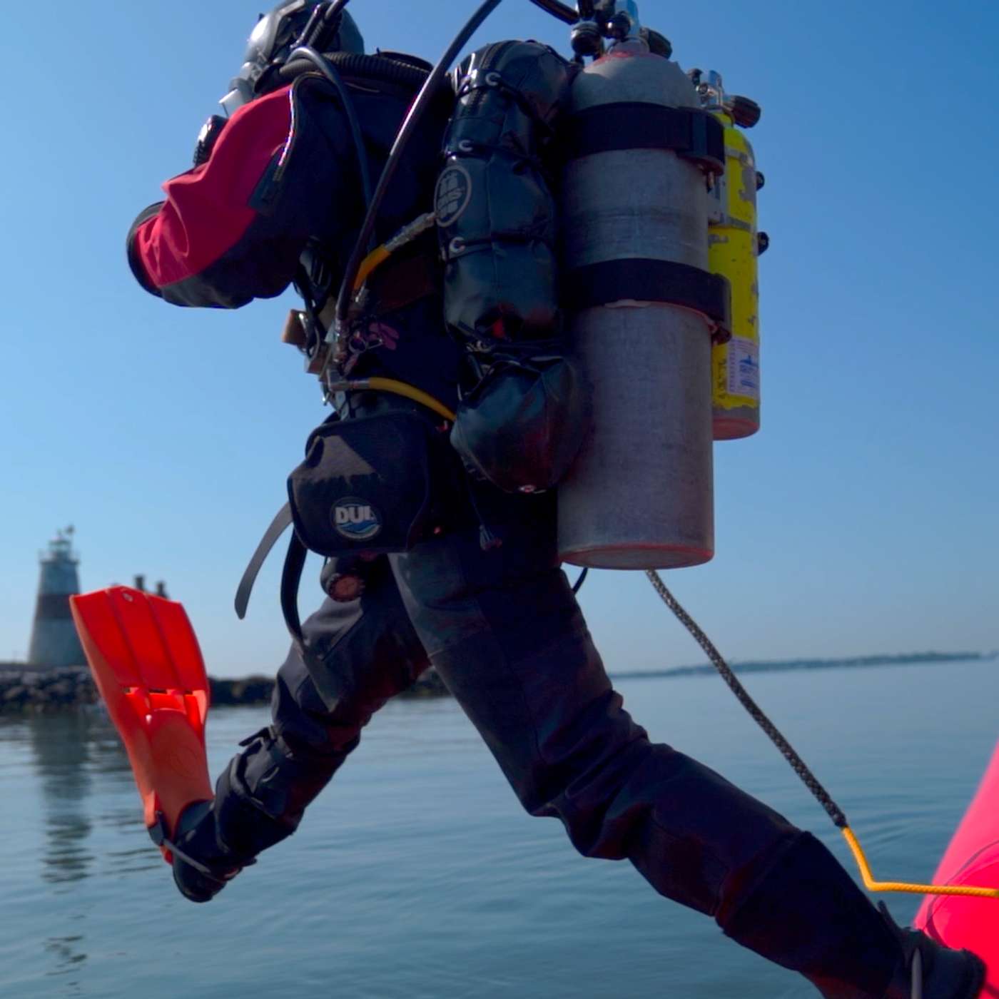 Divers in the Water with FDNY Battalion Chief Thor Johannessen, Captain Frederick Ill and Firefighter Jacob Dutton