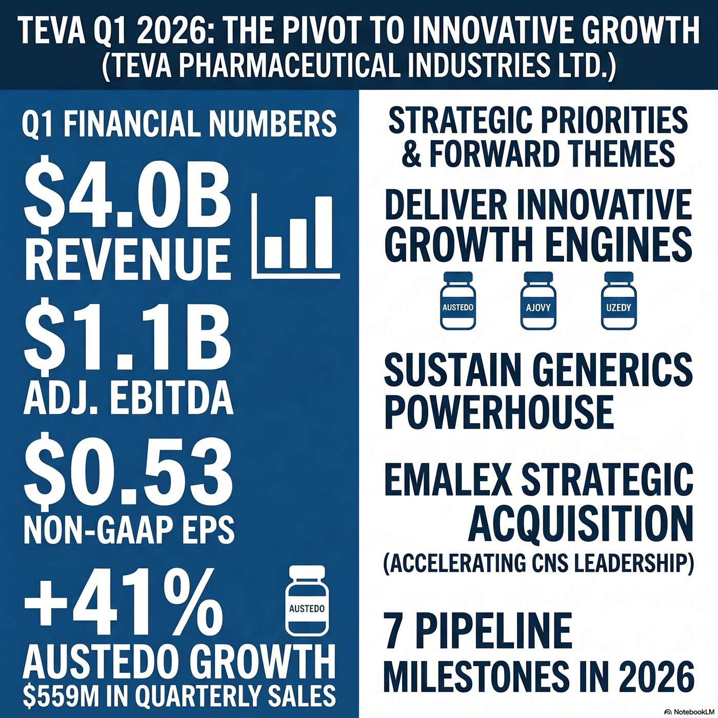 Teva Pharmaceutical Industries Limited (TEVA) Announced Q1 2026 Earnings on April 29, 2026, Reporting "Our Q1 revenue were approximately $4 billion". artwork