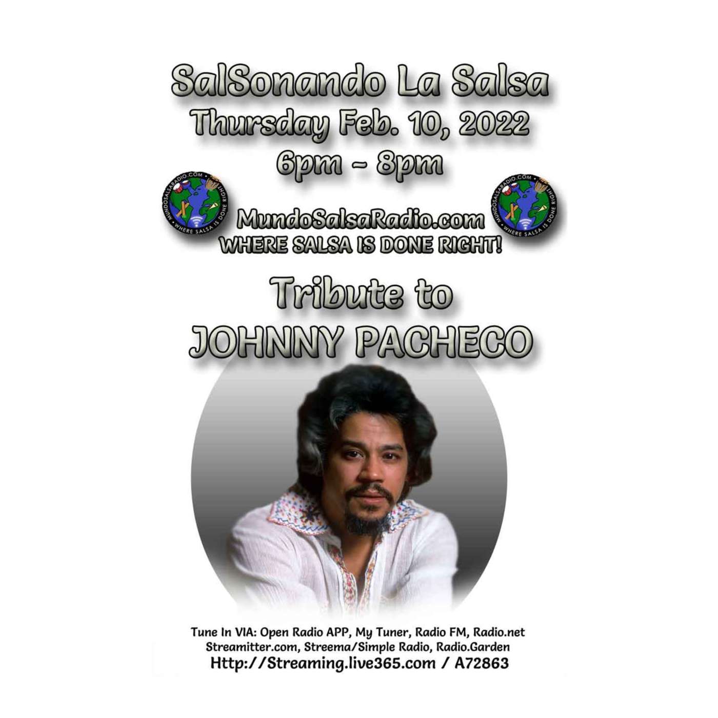 SalSonando La Salsa DJ Eddie 02_10_2022 SSLS # 19 Tribute to Johnny Pacheco episode artwork