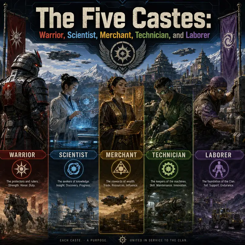The Five Castes: Warrior, Scientist, Merchant, Technician, and Laborer