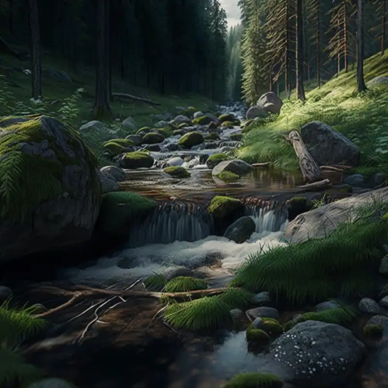Gentle Babbling Brook Sounds | 8 Hours