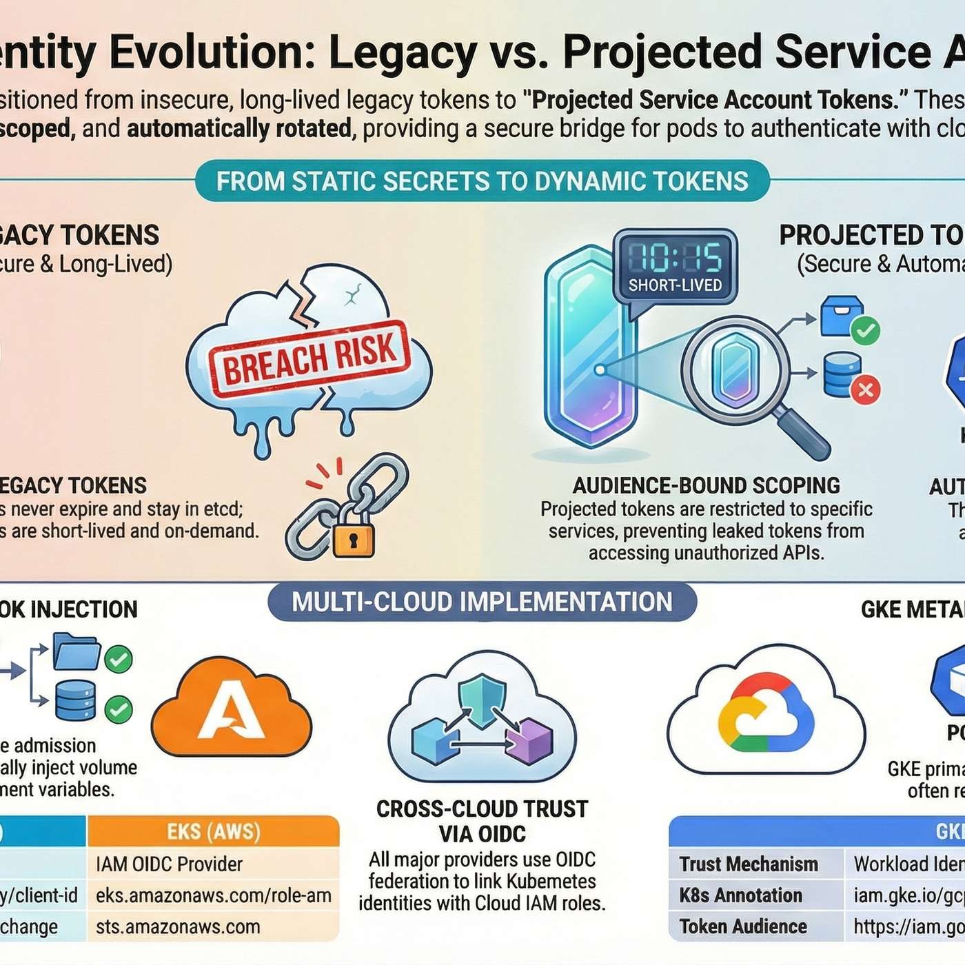 Secure Pod Identity Across Clouds: AKS Workload Identity, EKS IRSA, GKE Workload Identity Secure Pod Identity Across Clouds: AKS Workload Identity, EKS IRSA, GKE Workload Identity