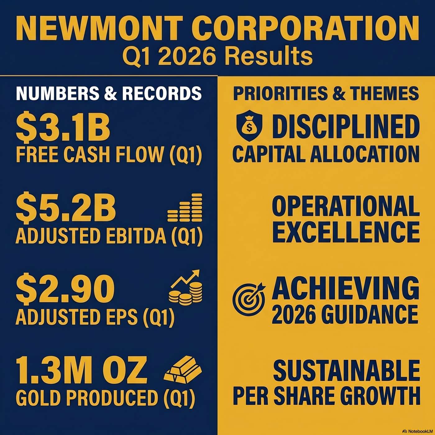 Newmont Corporation Announced Q1 2026 Earnings on April 23, 2026, Reporting "adjusted EBITDA of $5.2 billion". artwork