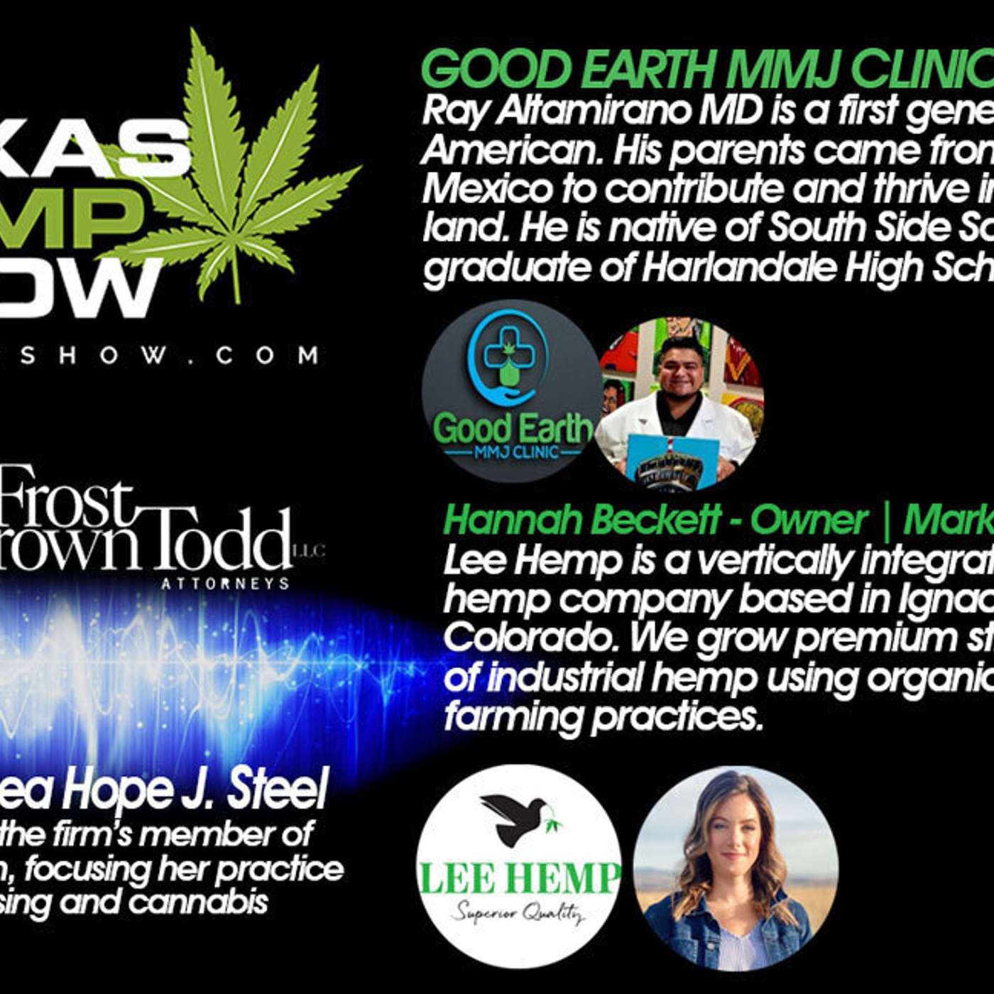 Episode # 80 Andrea Steel w/ Lee Hemp Seeds & Dr. Ray Altamirano of Good Earth MMJ Clinic episode artwork
