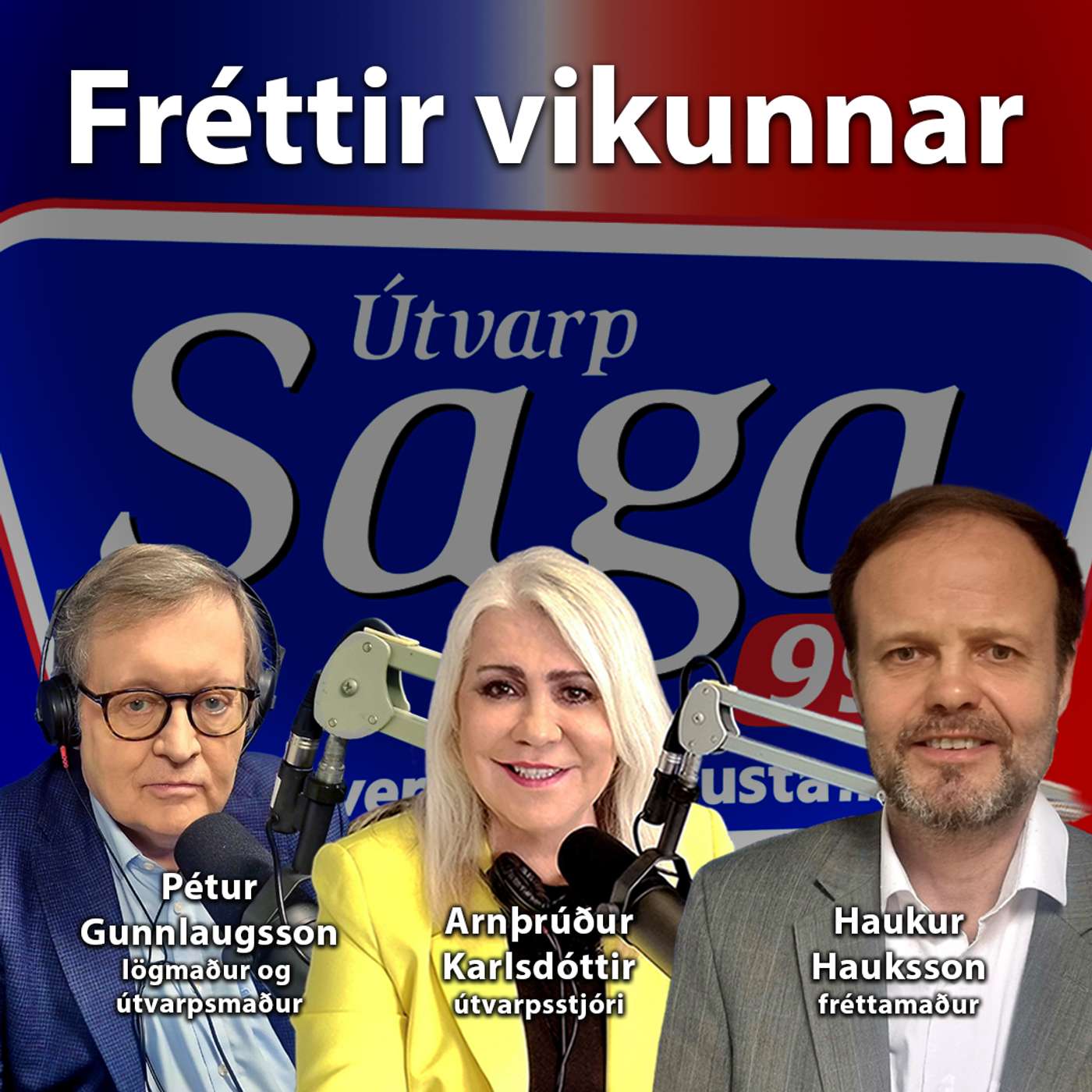 Arnþrúður Karlsdóttir, Pétur Gunnlaugsson og Haukur Hauksson fréttamaður