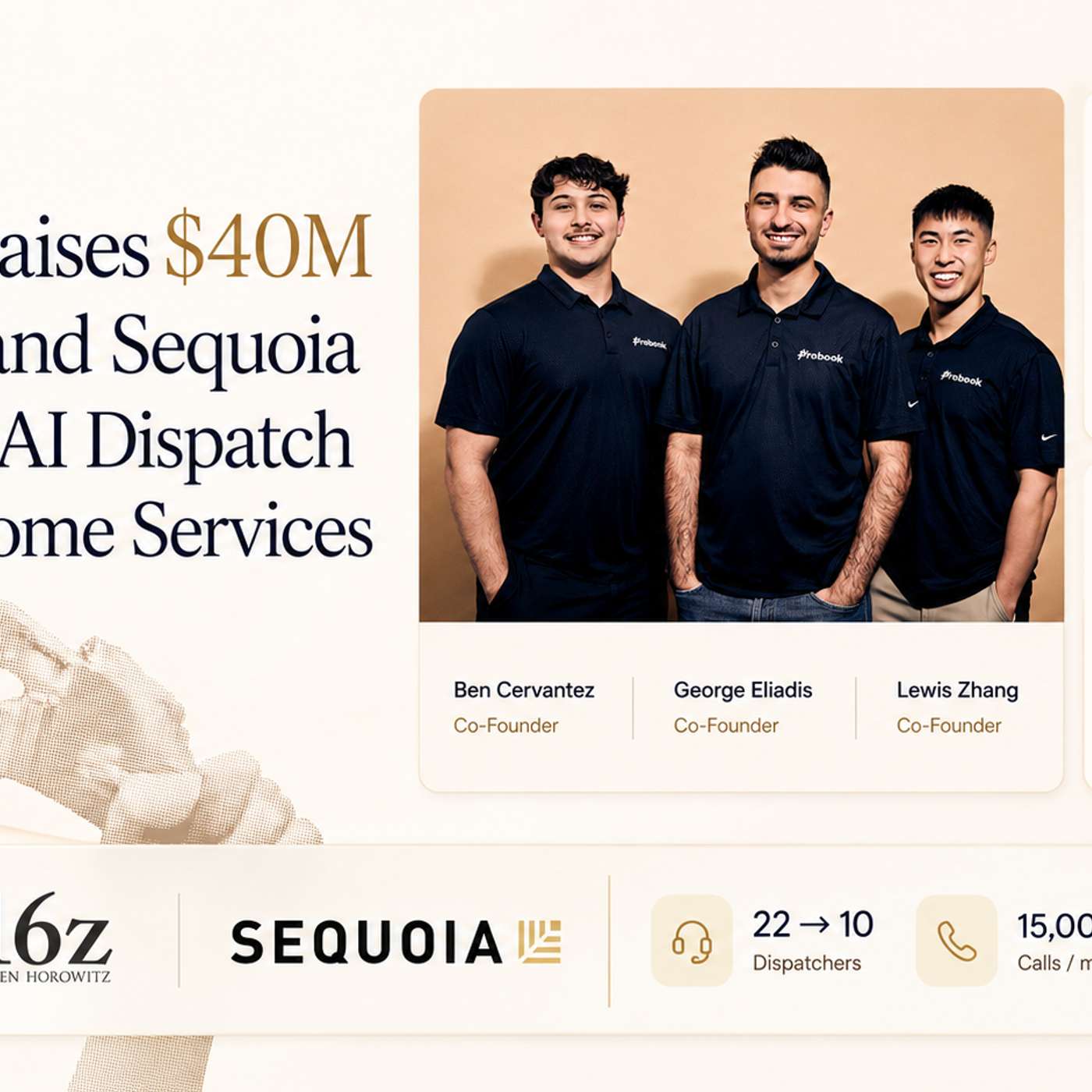 Probook Raises $40M from a16z and Sequoia to Build an AI Dispatch Layer for Home Services
