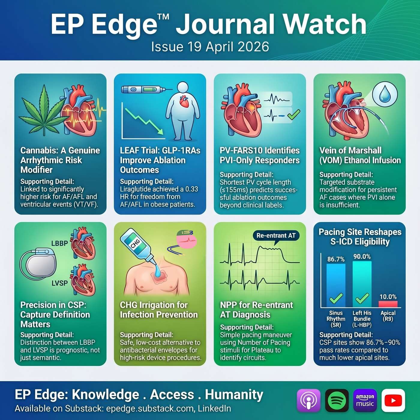 EP Edge™ Journal Watch Issue 19: Atrial Fibrillation Ablation, Conduction System Pacing, GLP-1 Therapy and Arrhythmia Risk episode artwork