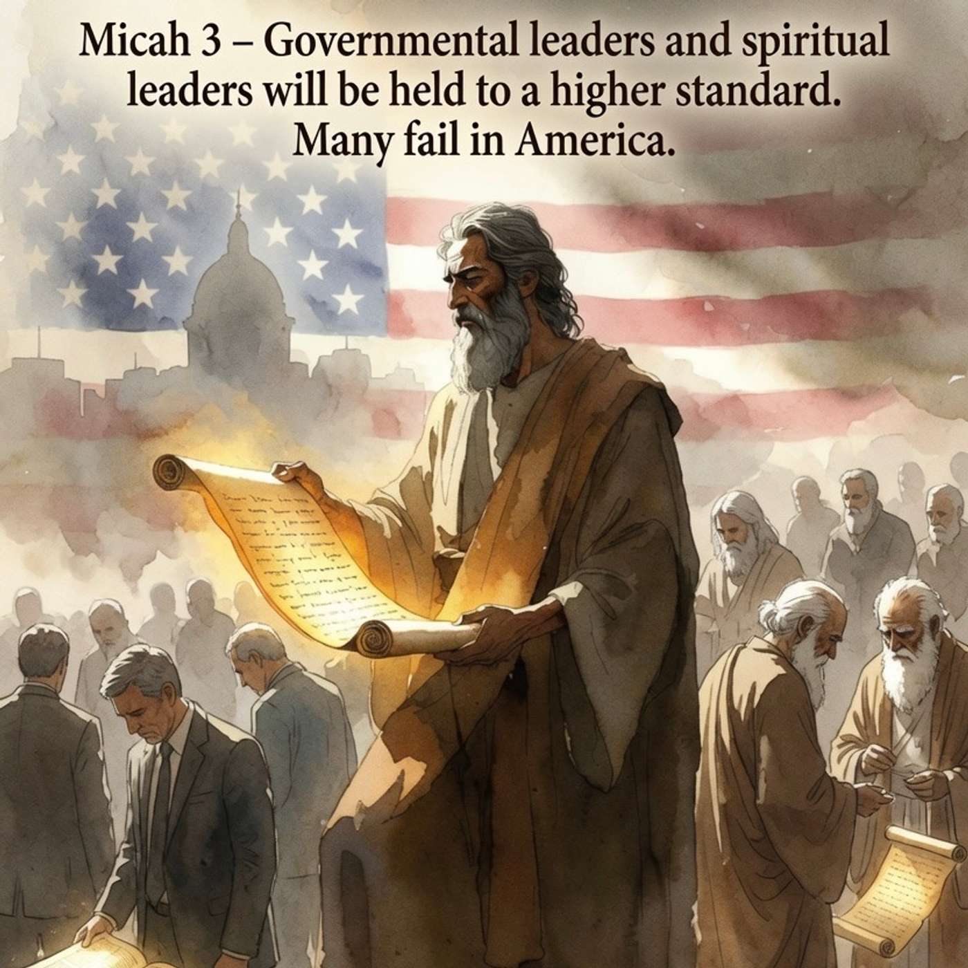 Micah 3 Governmental leaders and spiritual leaders will be held to a higher standard.  Many fail in America. episode artwork