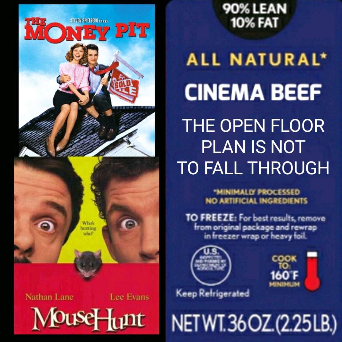 Cinema Beef Podcast : The Open Floor Plan Is Not To Fall Through (The Money Pit and Mouse Hunt)