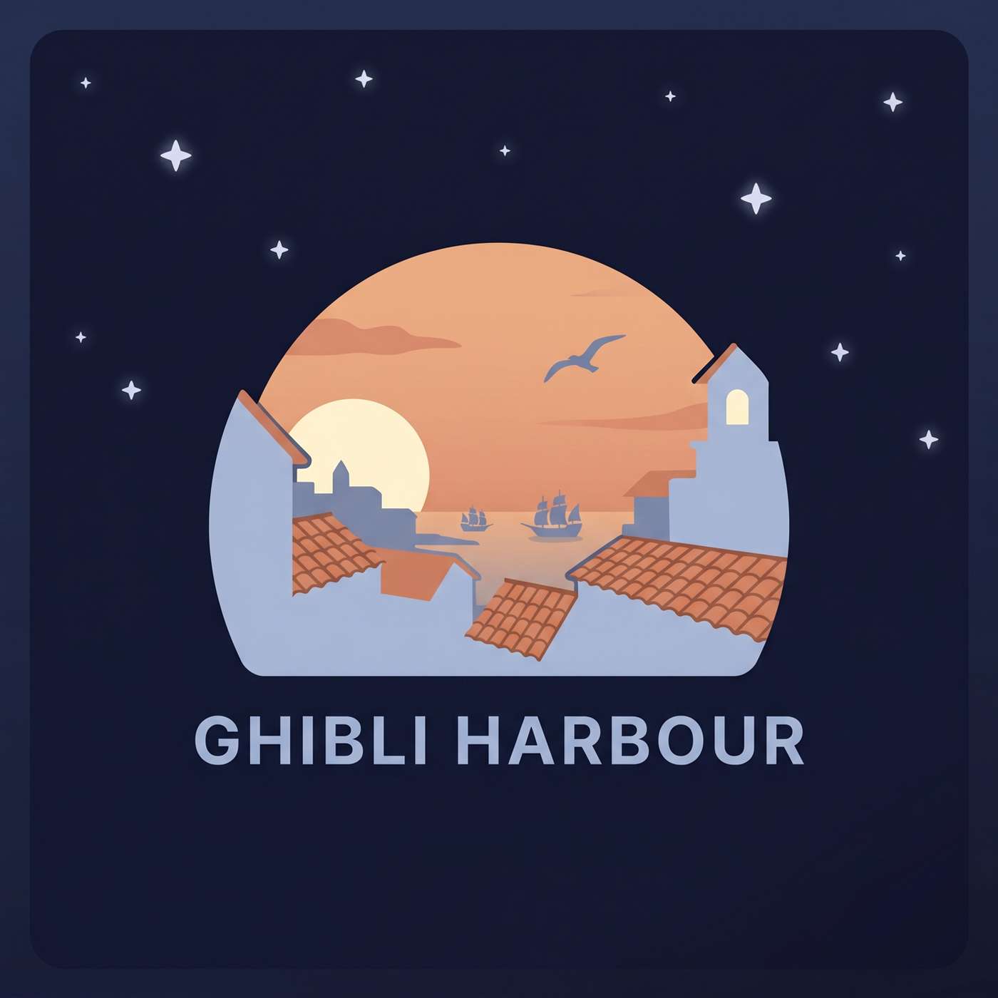 Ghibli Harbour at Dusk — The Watcher of the Distant Ships | Sleepbound Soundscapes episode artwork
