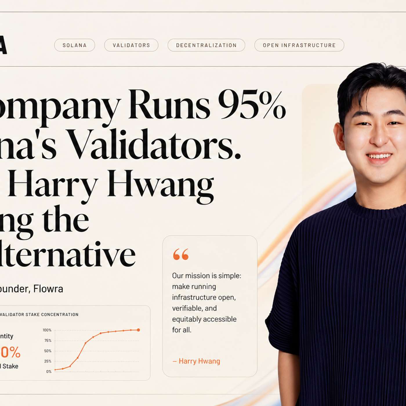 One Company Runs 95% of Solana's Validators. Flowra's Harry Hwang Is Building the Open Alternative