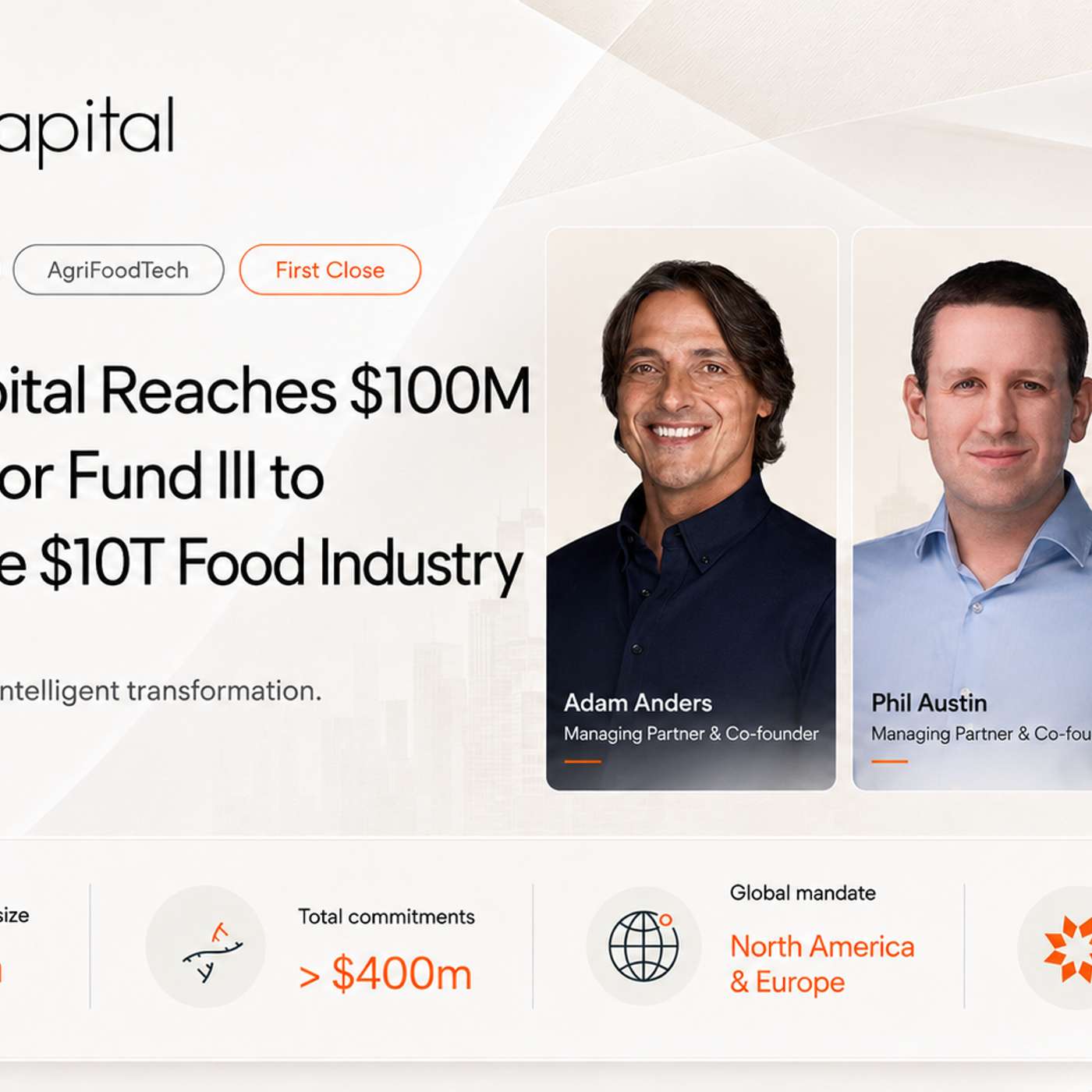 Anterra Capital Reaches $100M First Close for Fund III to Back AI in the $10T Food Industry