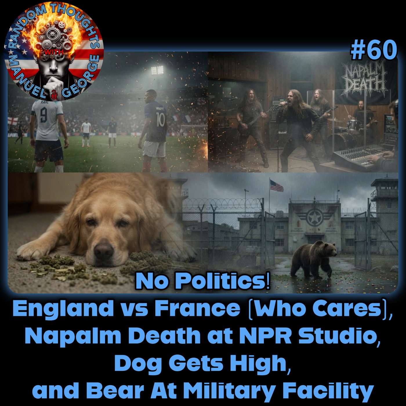No Politics! England vs France (Who Cares), Napalm Death at NPR Studio, Dog Gets High, and Bear At Military Facility
