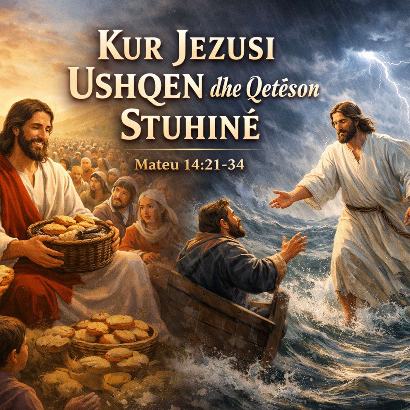 “Kur Jezusi Ushqen dhe Qetëson Stuhinë” episode artwork